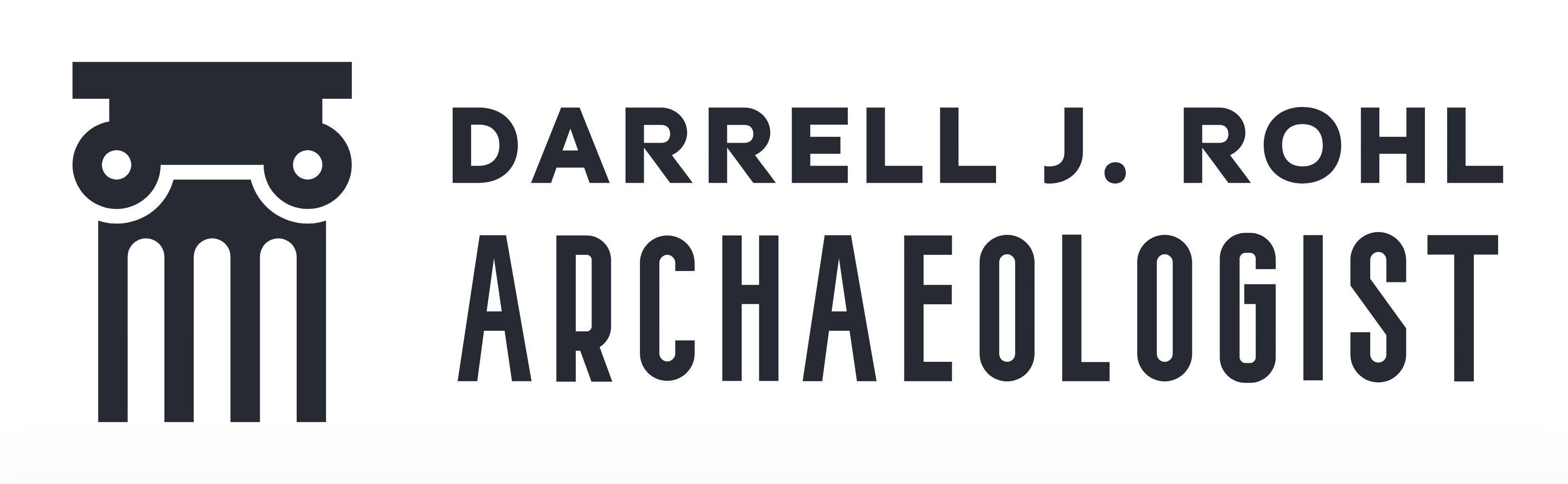 image logo with a classical column and the words "Darrell J. Rohl, Archaeologist"