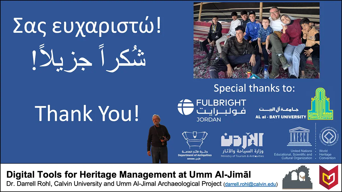 Closing slide from Darrell Rohl's ICHAJ16 presentation, thanking the audience, key funders, and participants.